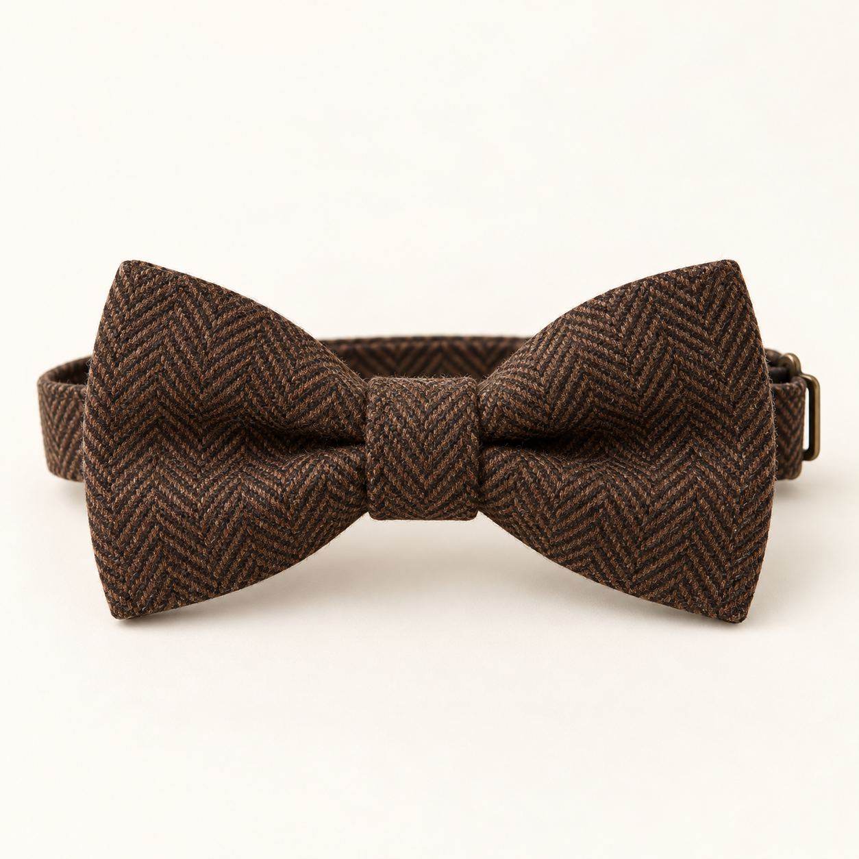 Brown wool blend pre-tied bow tie