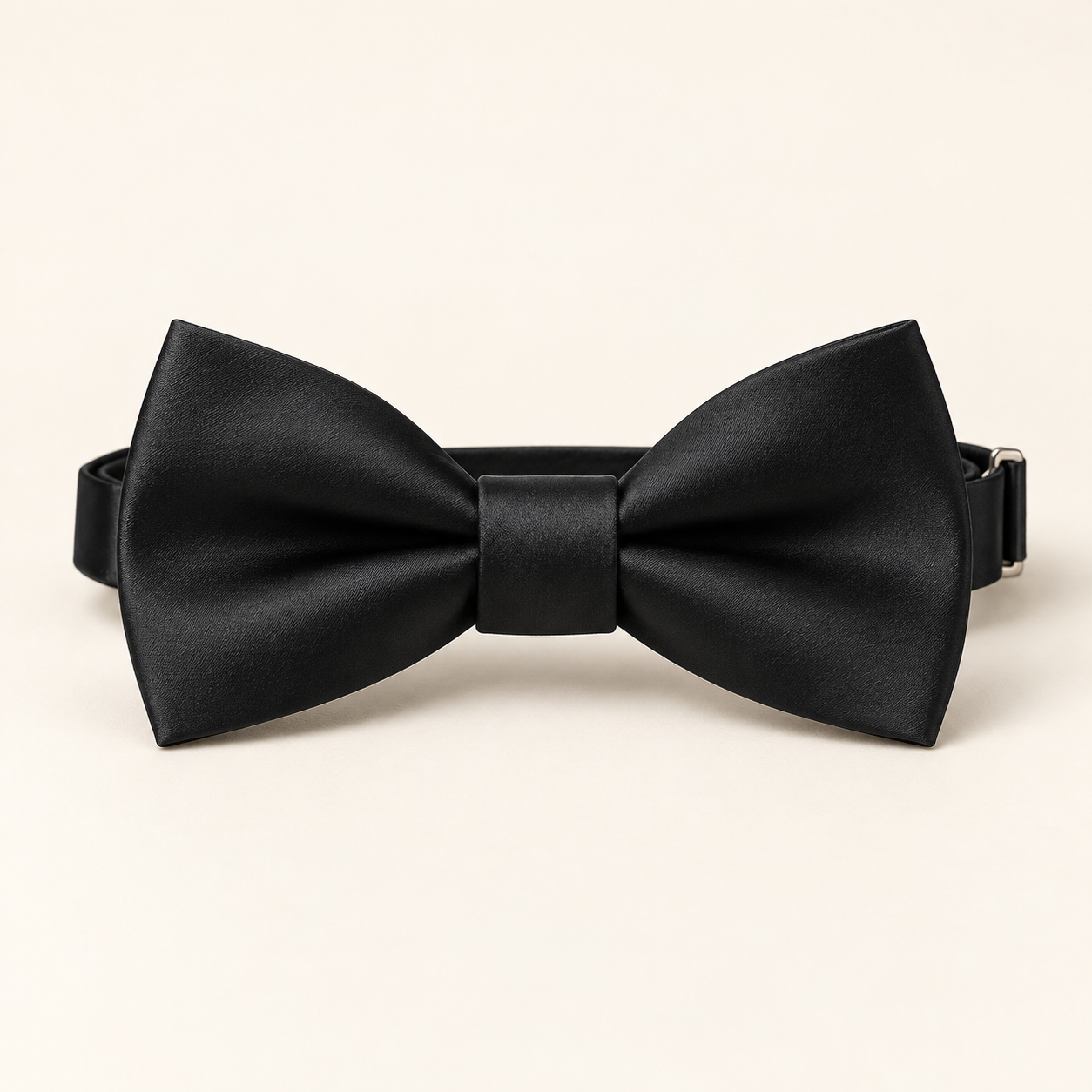 Black satin pre-tied bow tie