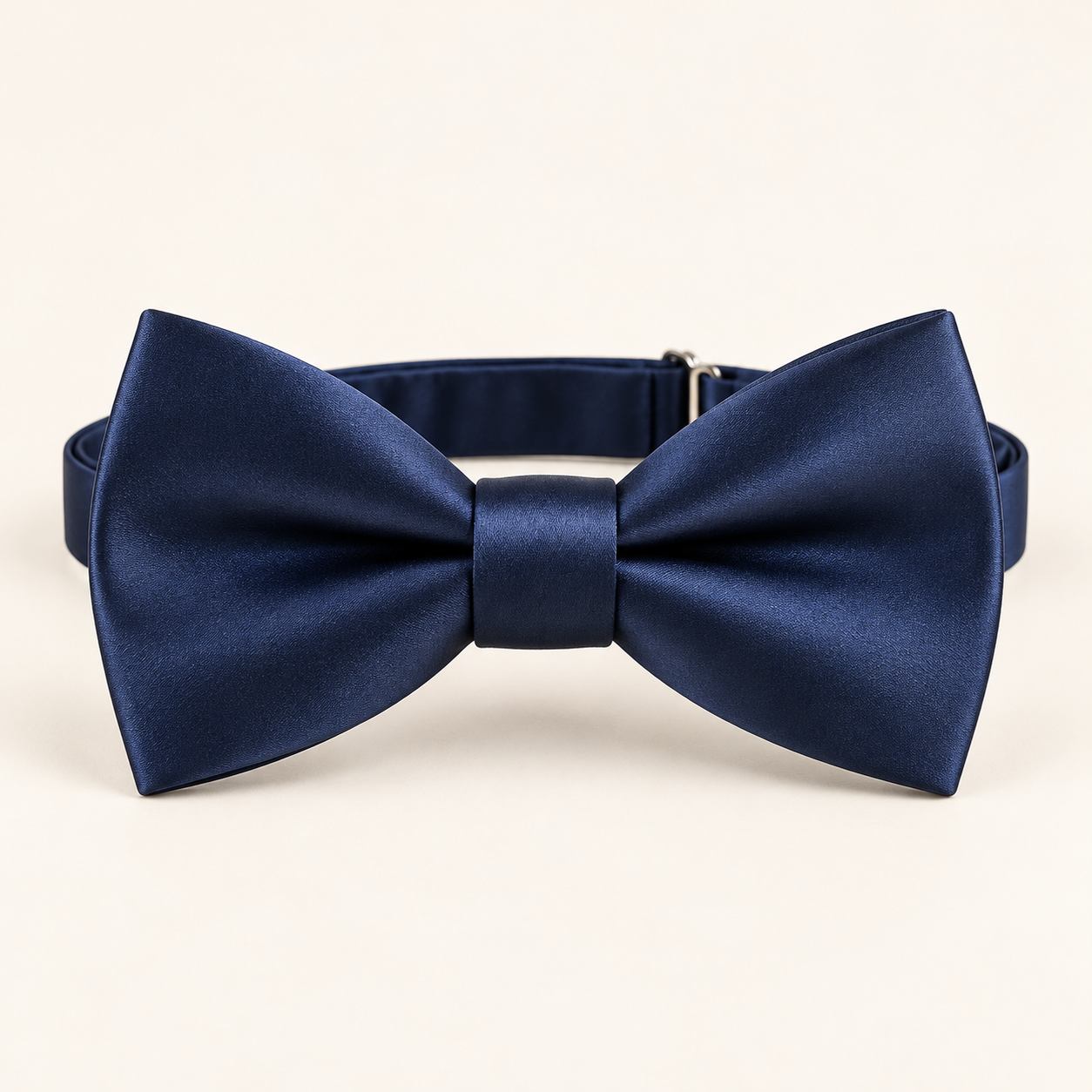 Navy satin pre-tied bow tie